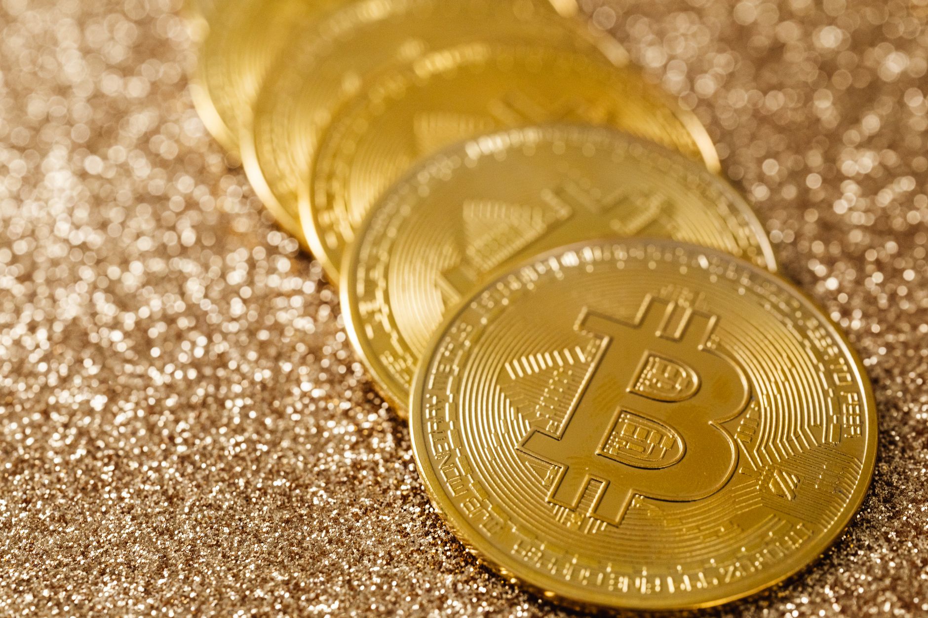 Physical bitcoin coins representing digital capital and store of value concept