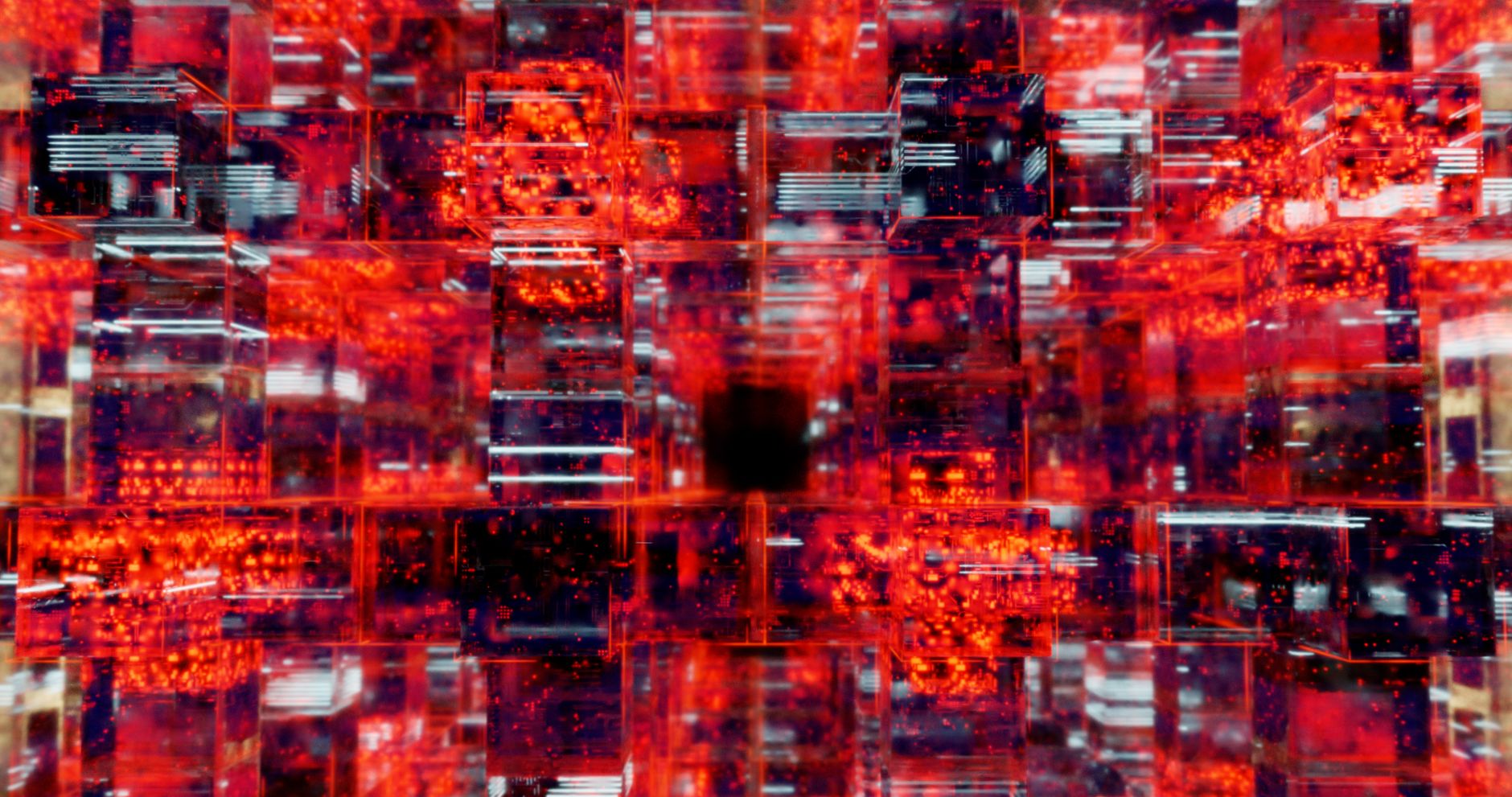 Abstract visualization of connected blockchain data nodes