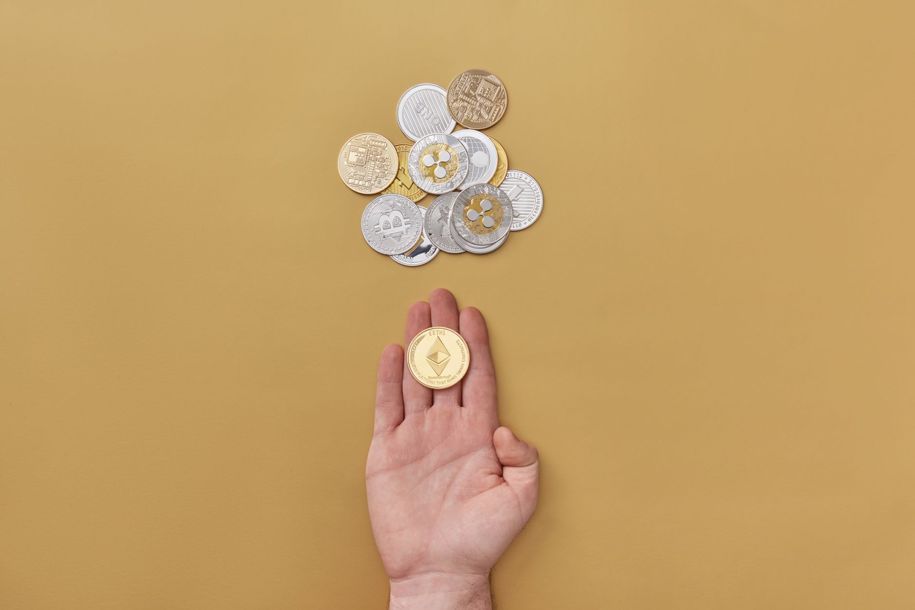 Close-up of an Ethereum coin symbolizing ETH as a base layer settlement asset