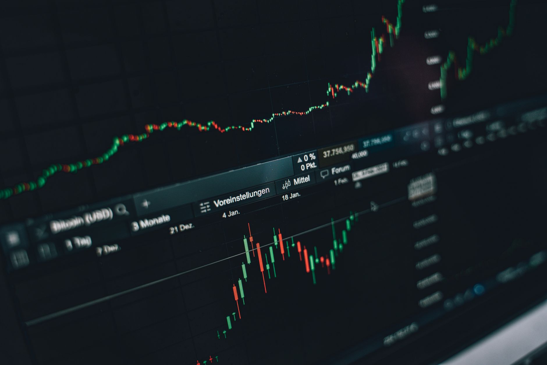 Digital finance data visualization representing blockchain exchange activity