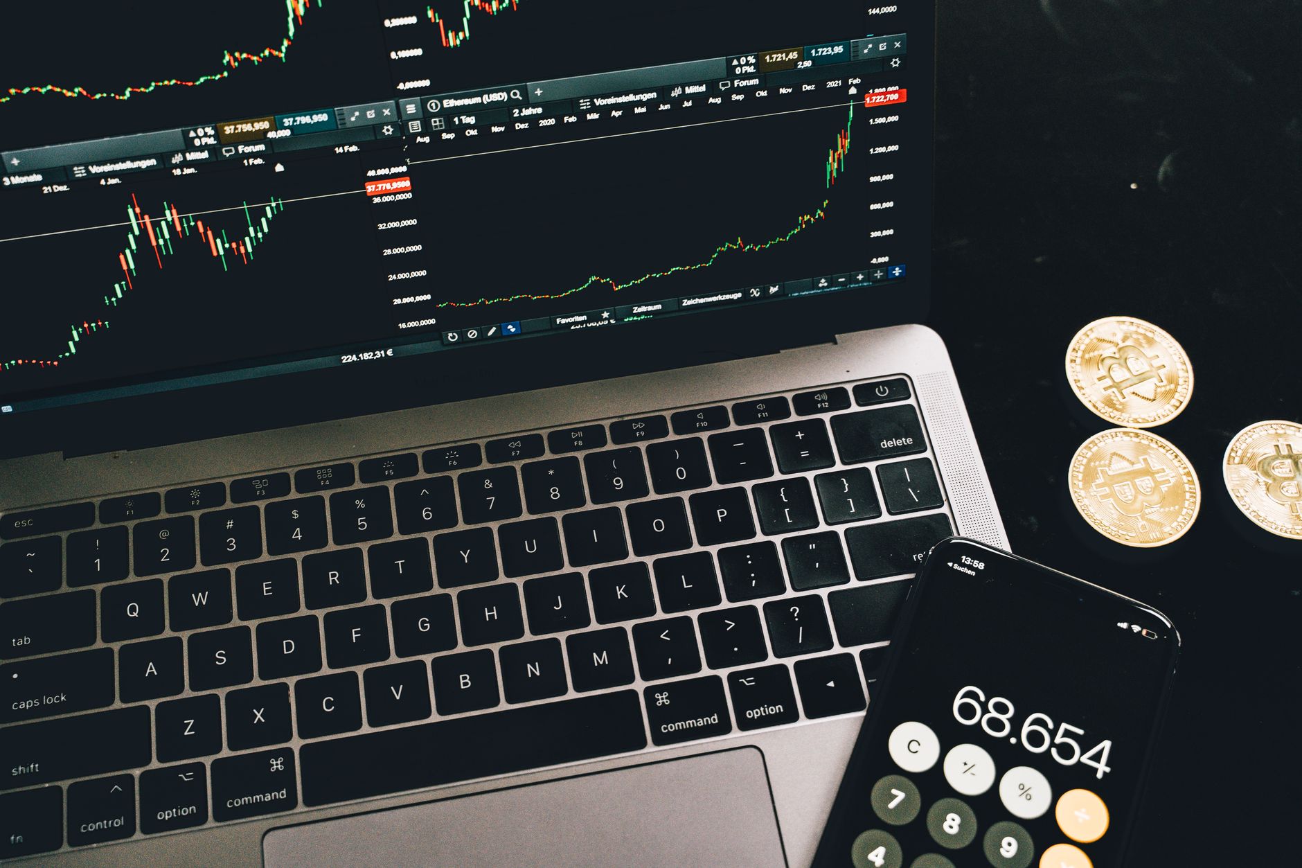 Cryptocurrency and traditional finance markets displayed on exchange interface