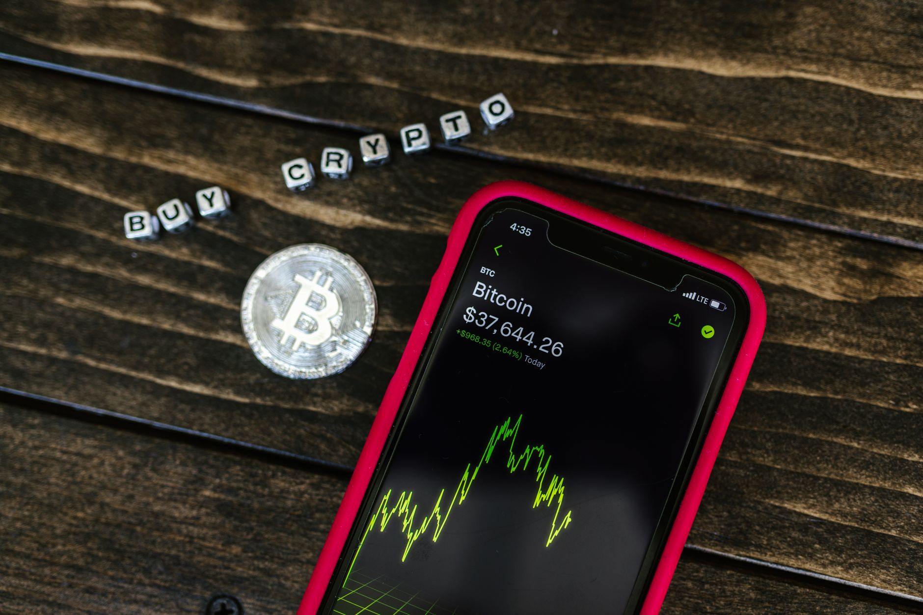 Physical hardware cryptocurrency wallet device on a desk