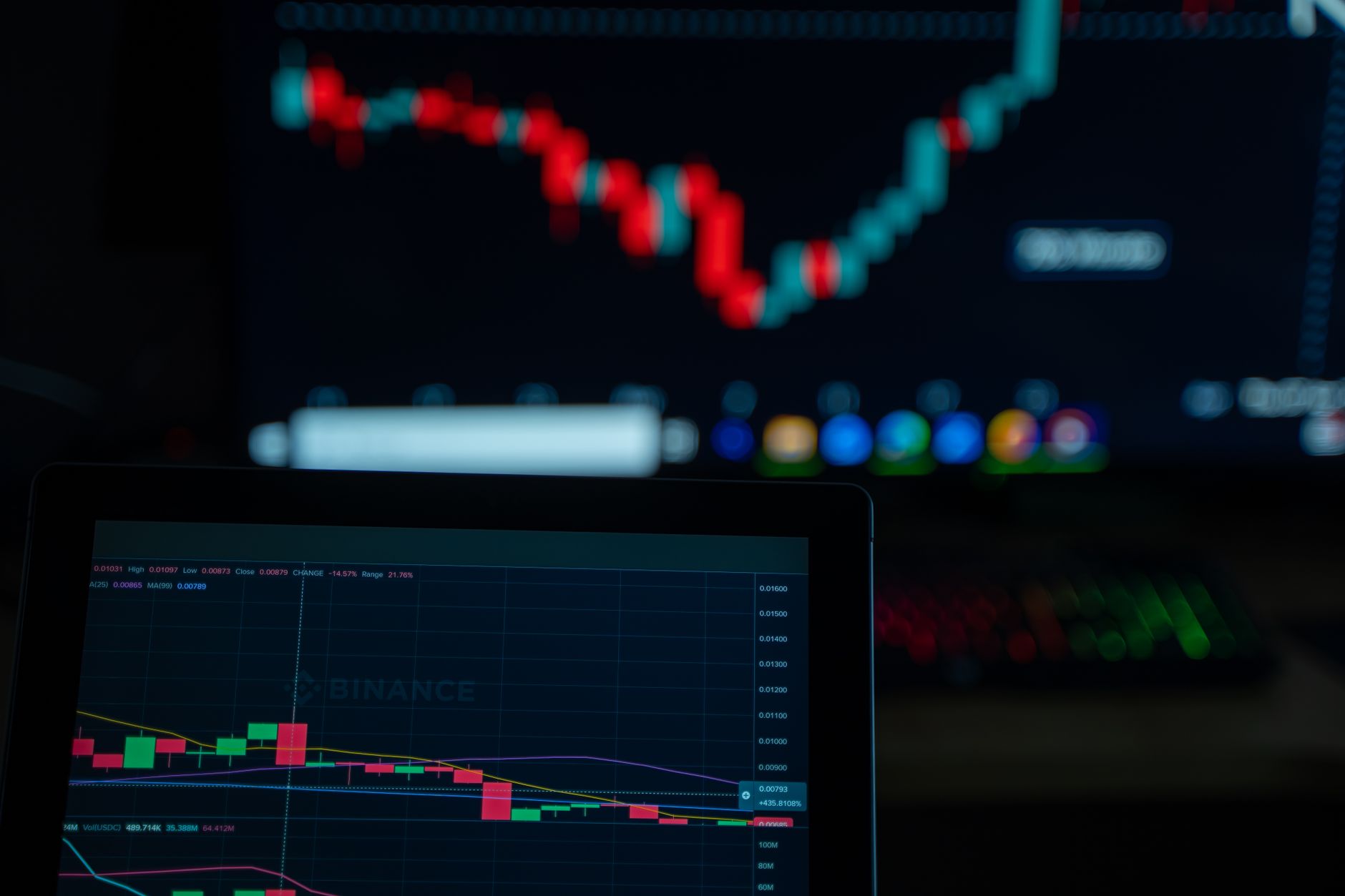 Abstract digital financial technology background representing crypto trading