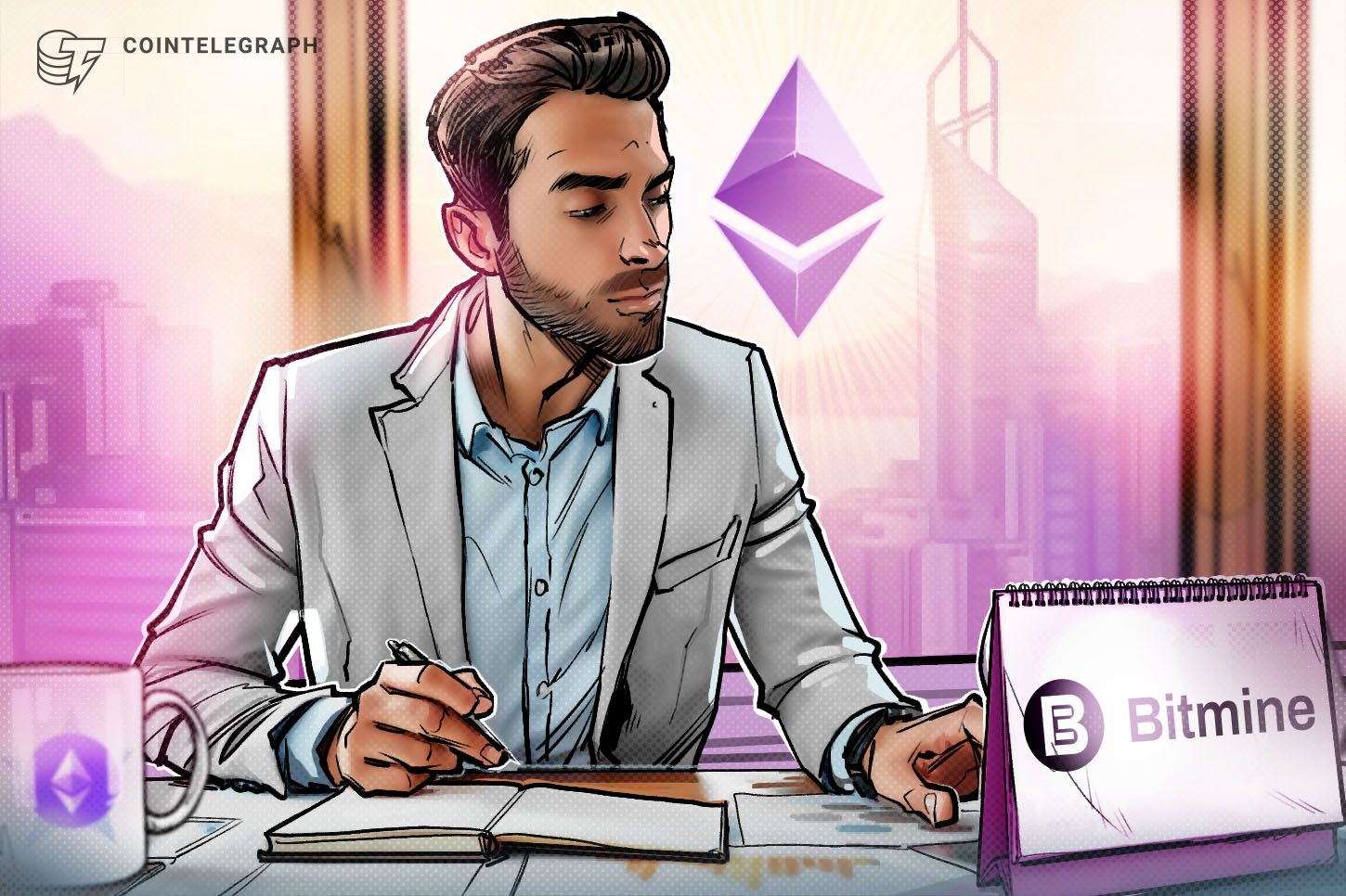 Ethereum logo on dark digital background representing large crypto holdings
